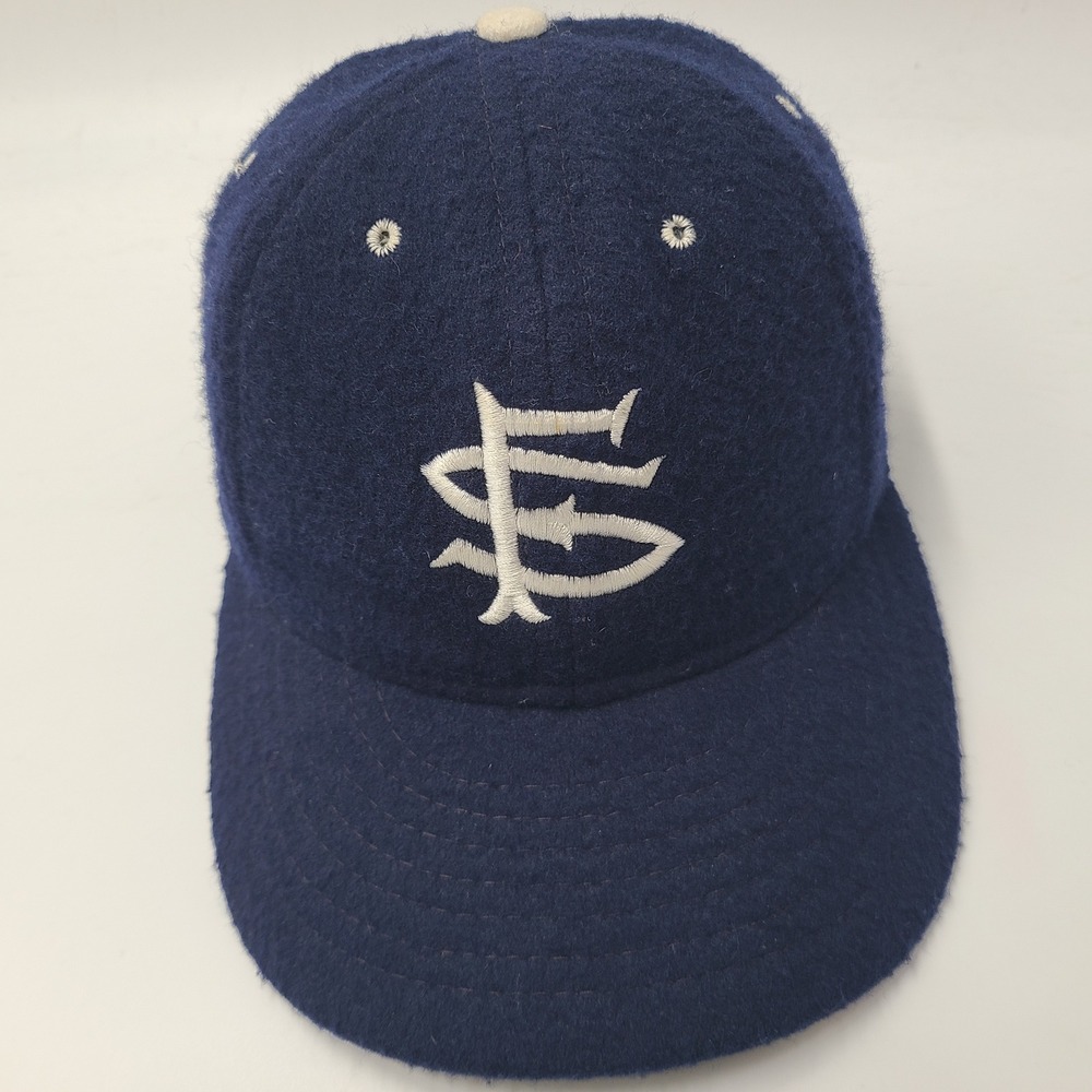 Vintage San Francisco Seals Hat Fitted (Seems 7) Ebbets Field Flannels Blue Wool